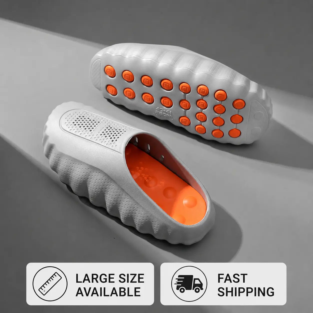 MIND 001 Women's Thick-Cushioned Acupoint Massage EVA Clogs - Non-Slip, Drainage, Waterproof Recovery Slide Slippers with Plus Sizes for Indoor Shower, Couple's Outdoor Beach Use