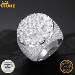 TUHE Unisex luxury Men 925 Silver Ring Moissanite Stone Iced Out Couple Rings For Men Hip Hop Jewelry Gifts
