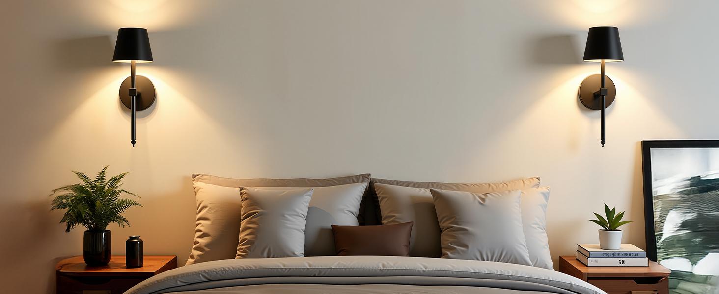 FRIDEKO HOME Wireless Battery-Powered Wall Lamps in with Dimmable Timer Remote, 5200mAh Black Vanity Light Fixtures for bedrooms, living rooms, corridors, kitchens ( Adjustable brightness wireless wine light)