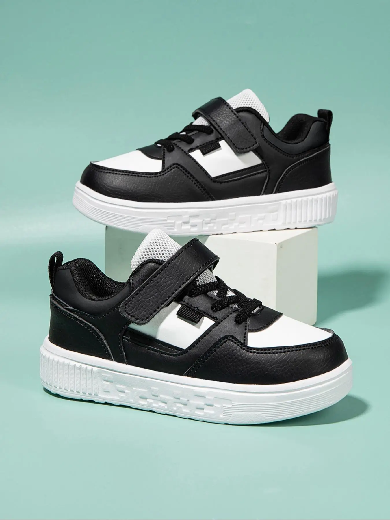 Boys' Fashionable Velcro Fastening Platform Sneakers, Casual Comfortable Sports Shoes for Daily Wear, Trendy All-match Sneakers for Kids