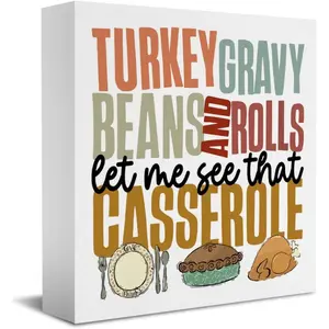 Christmas Halloween Decoration，Funny Fall Thanksgiving Desk Decor, Thanksgiving Decoration for Home Sign Turkey Decor, Turkey Gravy Sign Home Office Desk Shelf Cubicle 5 X 5 Inch