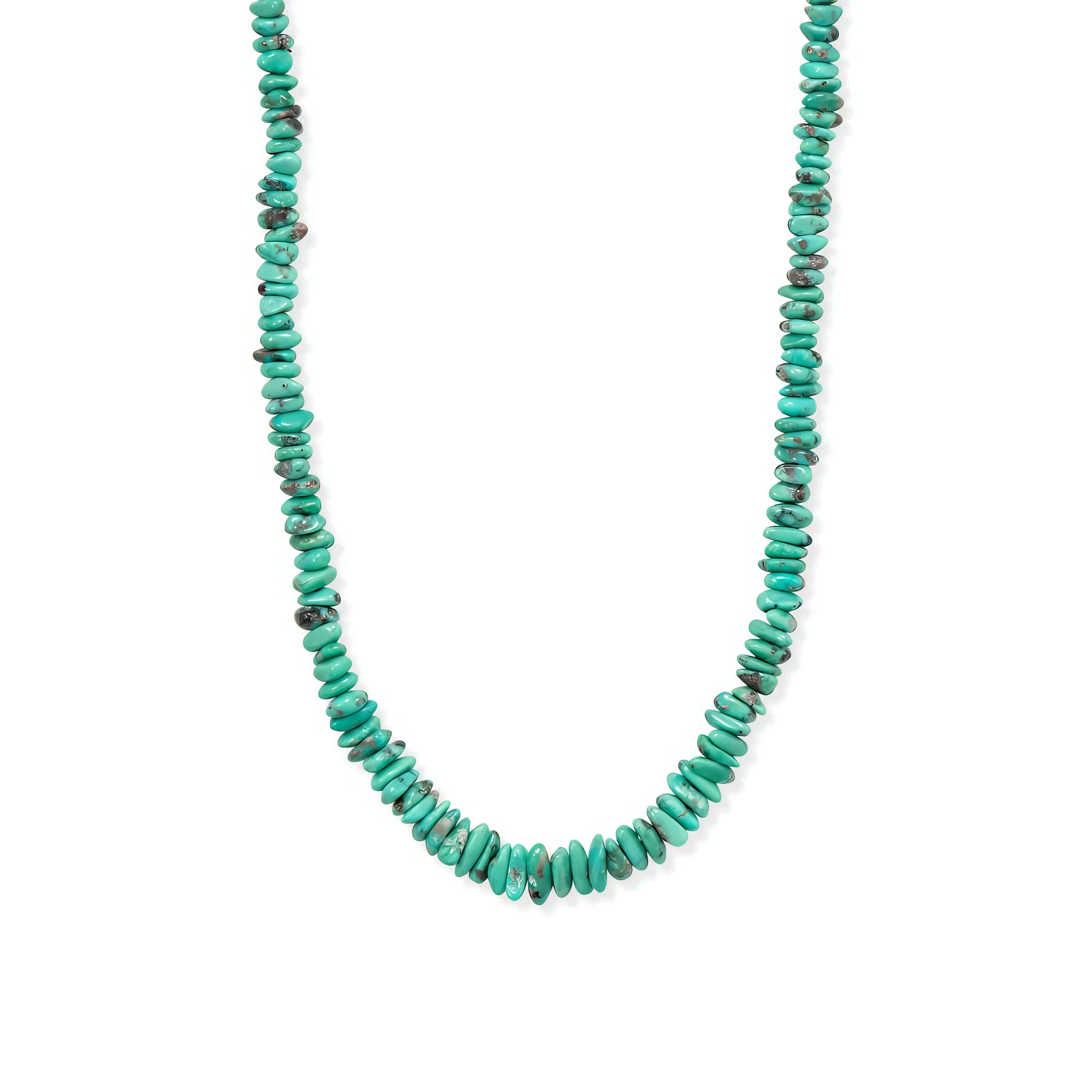 Campitos Turquoise Nugget Necklace 925 Silver Graduated 4-12mm USA