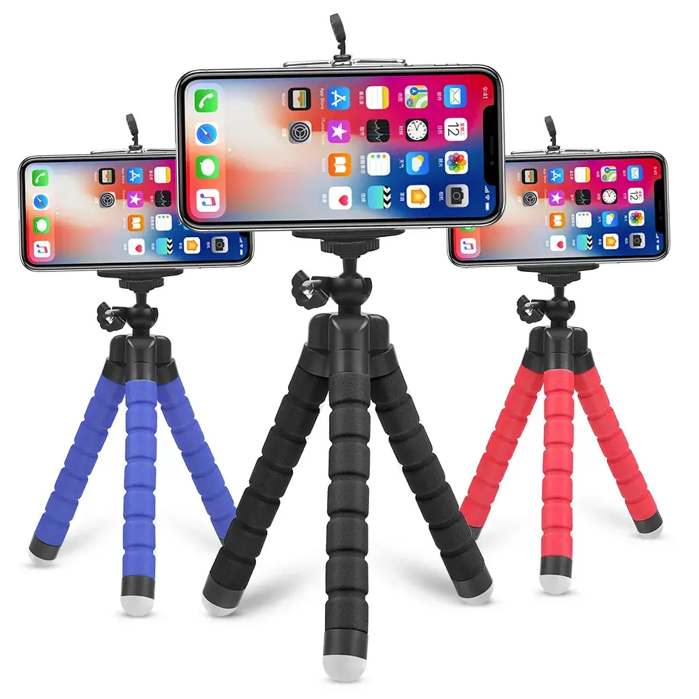 Flexible Tripod Stand for Mobile Phones Compact & Versatile for Vlogging Photos & Videos in Blue Black Red