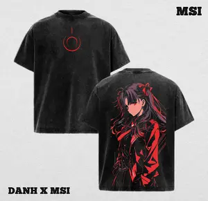 Rin Tohsaka Fate Stay Night Oversized Vintage Tee – Retro Washed Anime Streetwear Shirt, Manga Inspired Aesthetic Graphic Fashion, Heavyweight Otaku