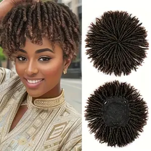 Afro Kinky Curly Dreadlock Topper Unisex Adult Hairpiece - 6 Inch Synthetic Dreadlocks Extension, 110g Lightweight Hair Enhancer for Thinning Hair, Natural Look Wiglet for Men and Women