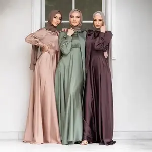 Women's robes, evening gowns, large swings, satin dresses, Muslim robes, prayers Gamis Clothes Authentic Saudi Thobe Abaya Can be used with raincoat