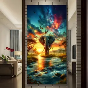 Elephant Pattern DIY Diamond Arts Colorful Painting Kit without Frame, DIY 5D Diamond Arts Colorful Painting Kit, Wall Art Decor for Home Living Room Bedroom