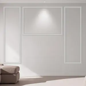 Pre-Cut Wall Molding Kit, Ready to Assemble Wainscoting Accent Panels for Interior Wall Decor Living Room Bedroom - Installed with Glue, 3 Frames