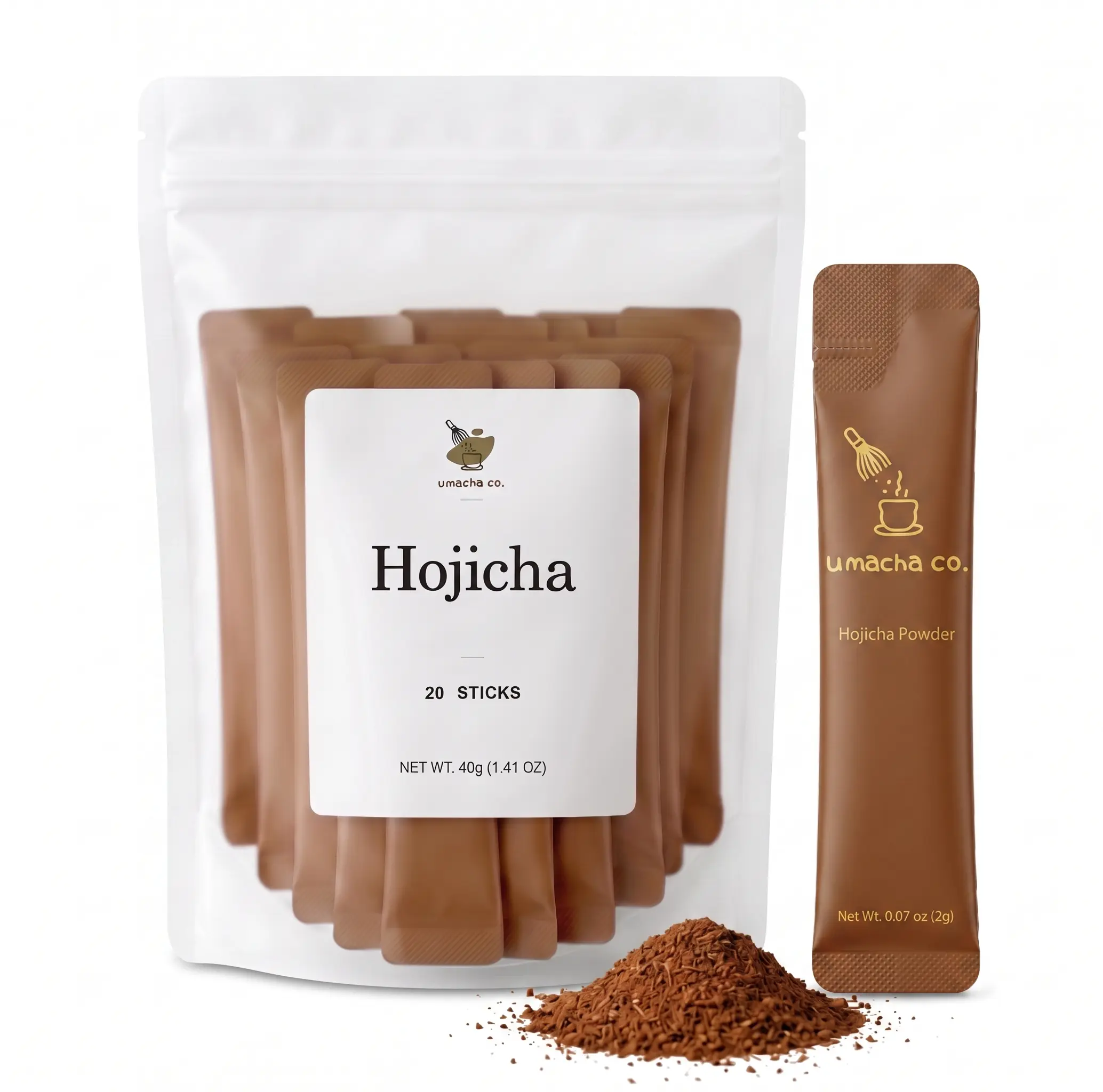 Umacha Co. Hojicha Sticks 20 Single-Serve Sticks (40g) Premium Roasted Green Tea Powder Umacha Co. Hojicha Sticks 20 Single-Serve Sticks (40g) Premium Roasted Green Tea Powder