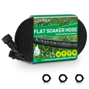 Flat Soaker Hose 25ft for Garden and Lawns, 80% Water-Saving Drip Irrigation Hose with Anodized Aluminum Ends, Flexible Leakproof Double Layer Gardening Hoses