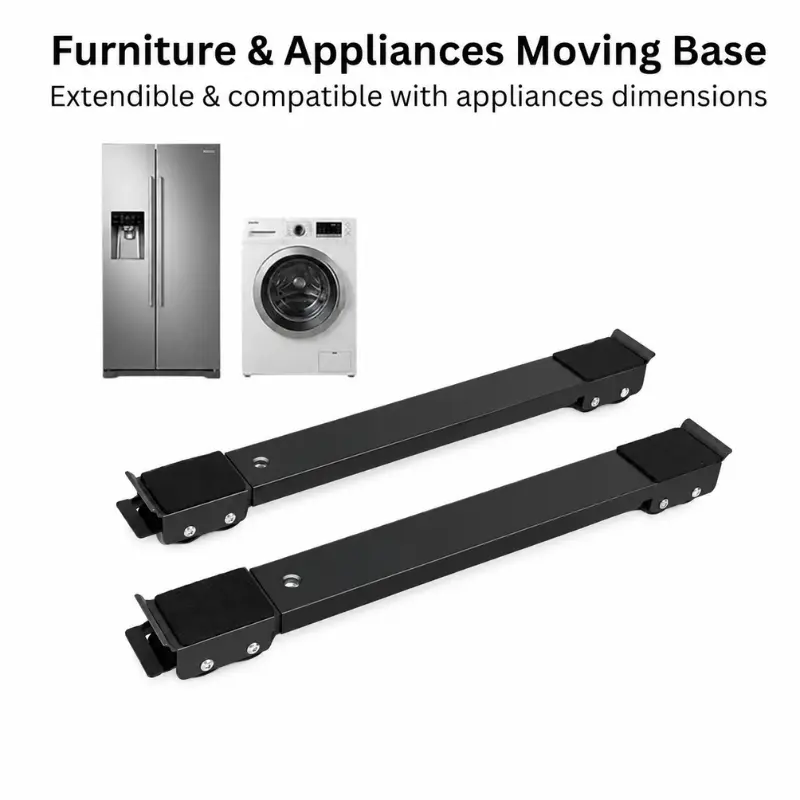2-Pack Heavy Duty Metal Extendable Base Appliance Rollers, 660 lbs Load Capacity, Large Wheels, Lock Brake Mobile Base for Furniture & Large Home Appliances Easy Transport & Storage