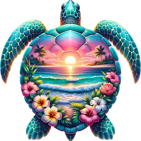DTF Transfer – CA Sunset Turtle Multi Sizes
