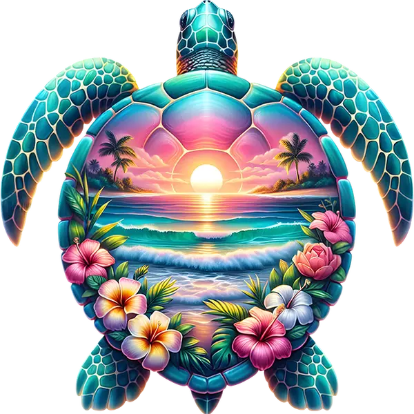 DTF Transfer – CA Sunset Turtle Multi Sizes