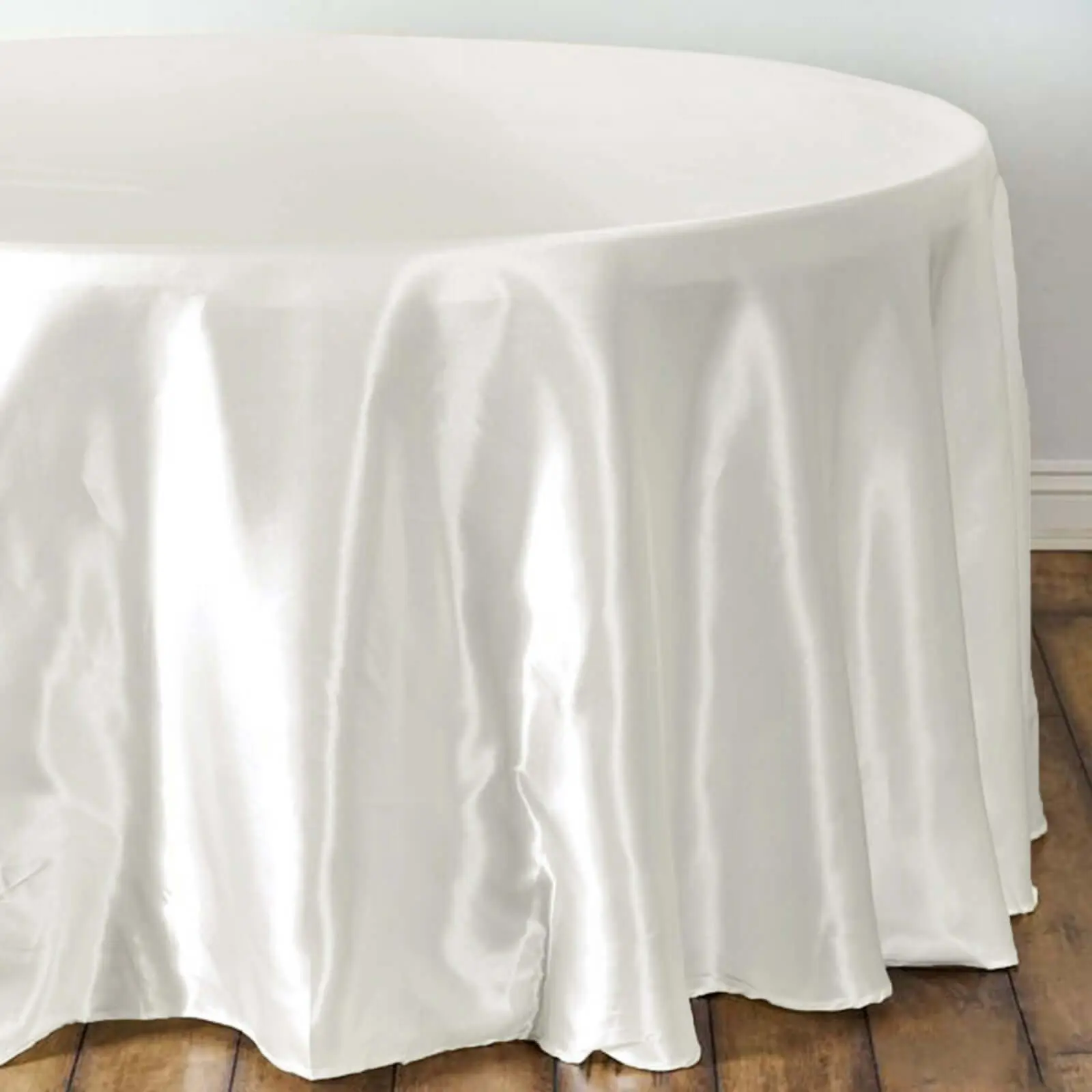 Satin Round Tablecloth, 108" Ivory - Smooth, Durable Table Cover for Formal Events, Weddings, Anniversaries Decorations