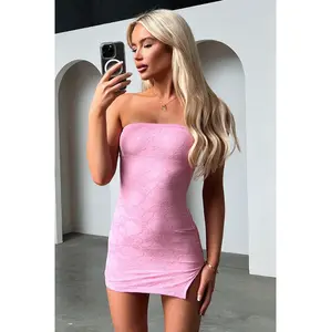 Sedona Lace Strapless Mini Dress - Pink