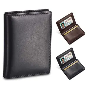 Men’s Genuine Leather Minimalist RFID Blocking Expandable Wallet – Slim Bifold Design, Secure Card Holder, Compact Front Pocket Travel Wallet