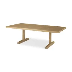 360 stand 55 in. Modern Natural Solid Wood Double Pedestal Coffee Table, Rectangular Top, Natural Finish