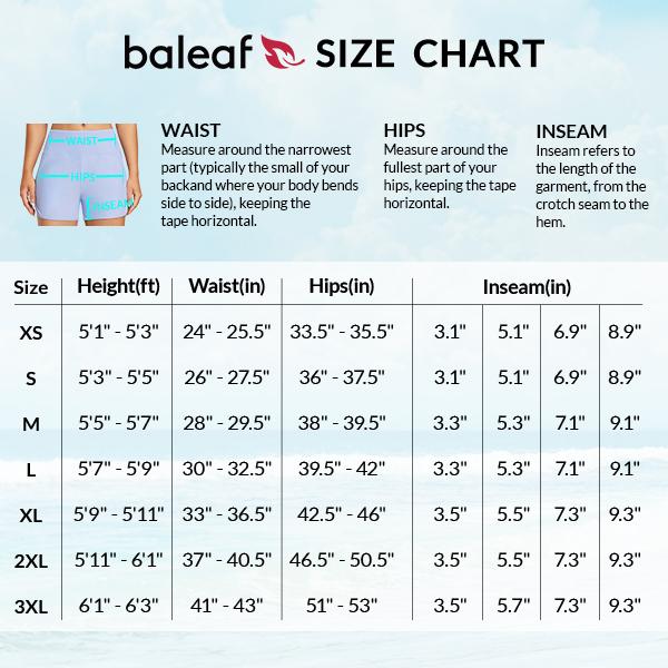baleaf Women's 3''/5"/7''/9'' High Waisted Lightweight Board Shorts Swim/Running/Workout Quick Dry with Pockets Tankini Bottoms Bathing Suits Plus Size Bermuda Shorts