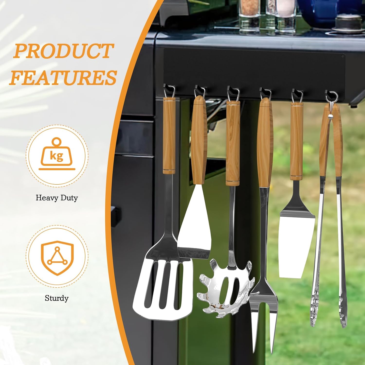 3 Pcs Magnetic Grill Hooks for Traeger Grills Rust Proof Outdoor Magnet Hooks for Pellet Smokers Hanging Barbecue Tools Kitchen Outdoor Use Easy Install Set of 3