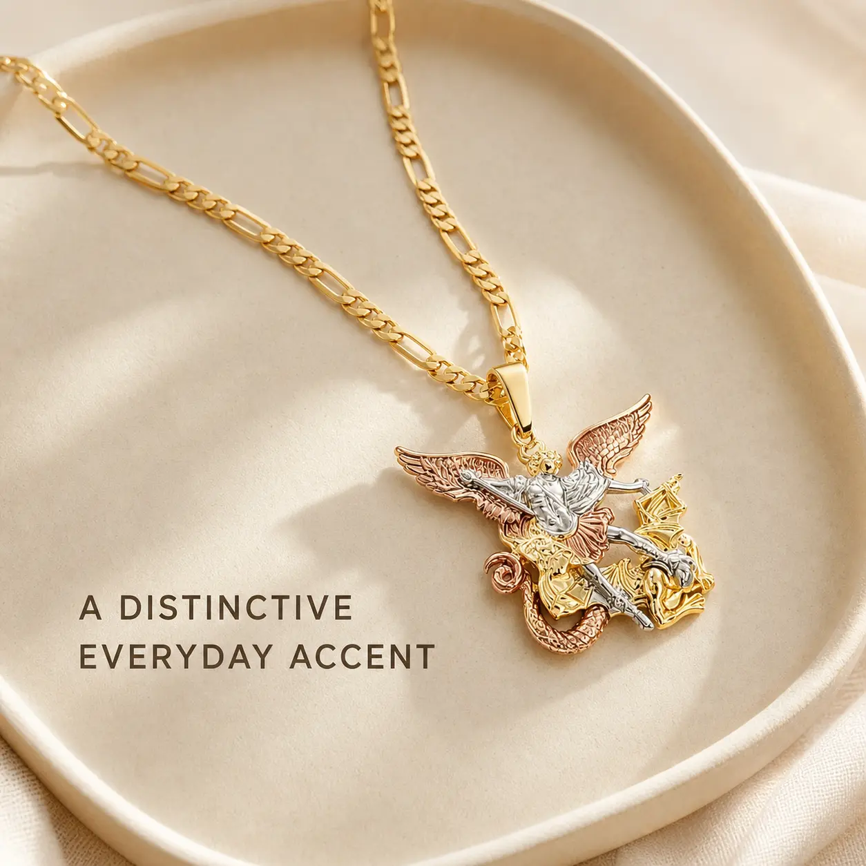 Saint Michael Necklace for Men and Women, Vintage Archangel Protection Medal Pendant in Gold, Silver and Rose Gold Tone, Unisex Christian Jewelry for Daily Wear and Religious Gifts