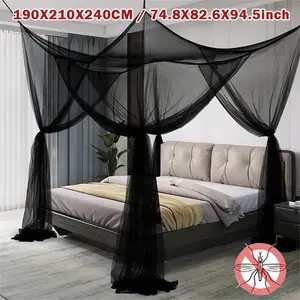 Mosquito Net 4-Corner Bed Netting Canopy for Queen/King Sized Bed Polyester Fabric Protection Children Bedding