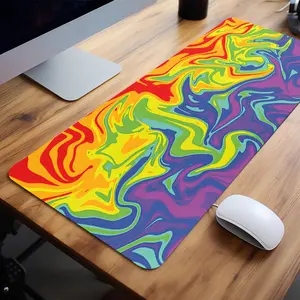 Extra Large Abstract Liquid Art Mouse Pad Colorful Gaming Desk Pad 31x16 Inch Computer Keyboard Mousepad with Non-Slip Rubber Base Durable Stitched Edge Perfect Gift for Holidays and Office