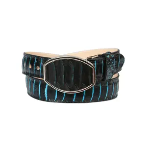 Men’s Western Belt El General Imitation Python Print - Black/Blue