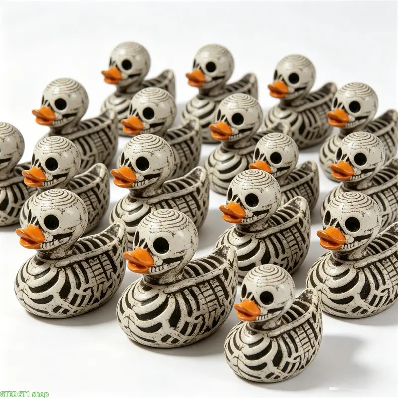 20 Pack Skeleton Print Rubber Ducks, Spooky Halloween Mini Bath Duck Figurines, Gothic Skull Duck Party Favors For Halloween Carnival, Trick Or Treat Gift Bags, Table Decor And Kids Holiday Game Prizes