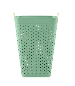 Square Flexible Laundry Hamper, 2-Bushel Capacity, Sage Green with Circular Pockets, Ideal for Organization and Storage