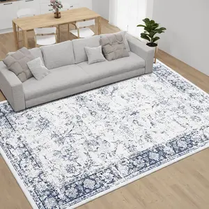Vintage Washable Area Rug Distressed Short Pile Carpet Anti-Shedding Carpet Soft Lightweight Carpet For Living Room Bedroom living room