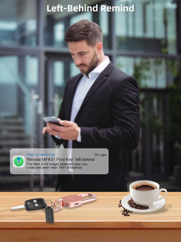 Keychain with Apple Find My(IOS Only), Key Finder Built-in Anti-Loss Tracker, Heavy Duty Key Holder, Premium Stainless Steel Keychain Carabiner Car Key Chains with GPS Global Locator Tracking Waterproof