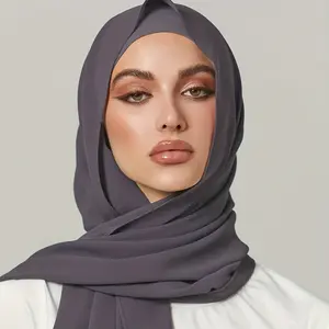 2pcs/set Elegant Chiffon Scarves with Tie Back Undercap, 1pc Thin Breathable Sunscreen Hijab and 1pc Elastic Modal Inner Hijab Cap