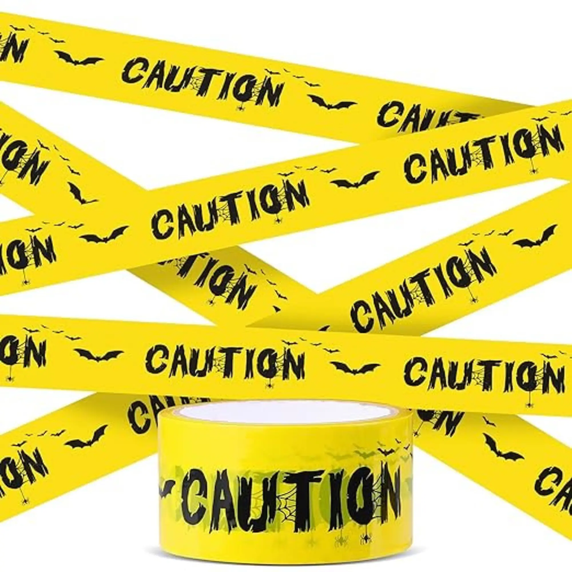 Halloween Decorations Caution Tape, Halloween Tape Self Adhesive Yellow Warning Tape for Halloween Decorations Zombie Banner Door - 82.02ft x 1.89"