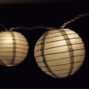 BLOWOUT 10 Socket Silver Round Paper Lantern Party String Lights (4" Lanterns, Expandable)