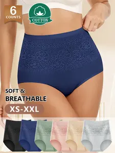 【Soft Cotton】Morelect  High-Waisted Women's Underwear, 6-Pack, XS-Xxl, Breathable, Comfortable, Multi-Color, Fitted Style