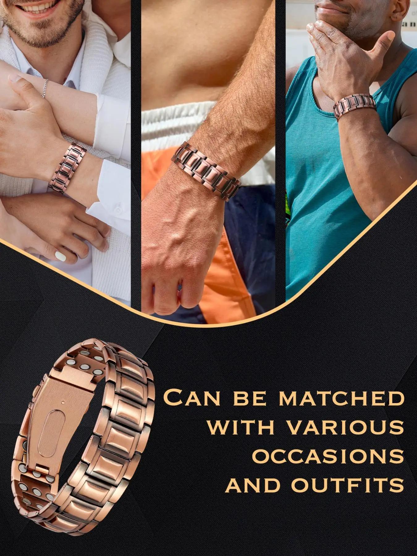 Men's pure copper bracelet, integrating health care and decoration. It is specially designed for daily maintenance and relief of wrist discomfort. With a retro style that is versatile and suitable for all, it can be worn by both men and women.