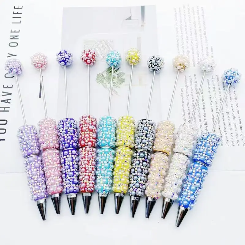 5PCS Colorful Pearl Rhinestone Beadable Pens,Decorated Pens with Assorted Colors and Designs for Stylish Writing and Office Use,Beadable Pens, Glitter Full Rhinestone Beaded Pens