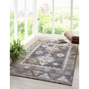 Charcoal Gray Eco Southwestern Rug