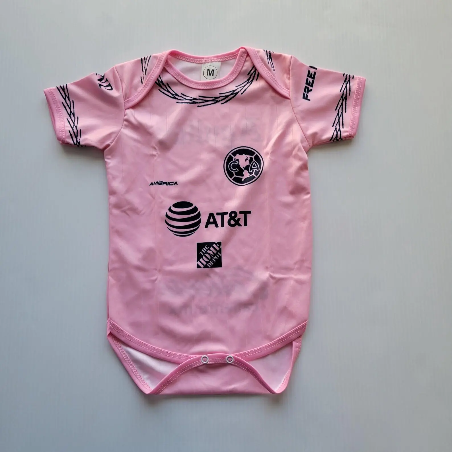 Custom America Baby Girl Pink Bodysuit, Personalized with Name and Number