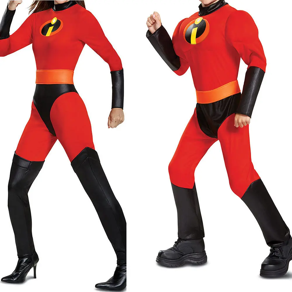 Men's Cartoon Character Superhero Full Set Costume - Breathable Polyester Full-Stretch Form-Fitting Bodysuit with Back Zipper, Eye Mask, Multi-Size for Halloween Cosplay