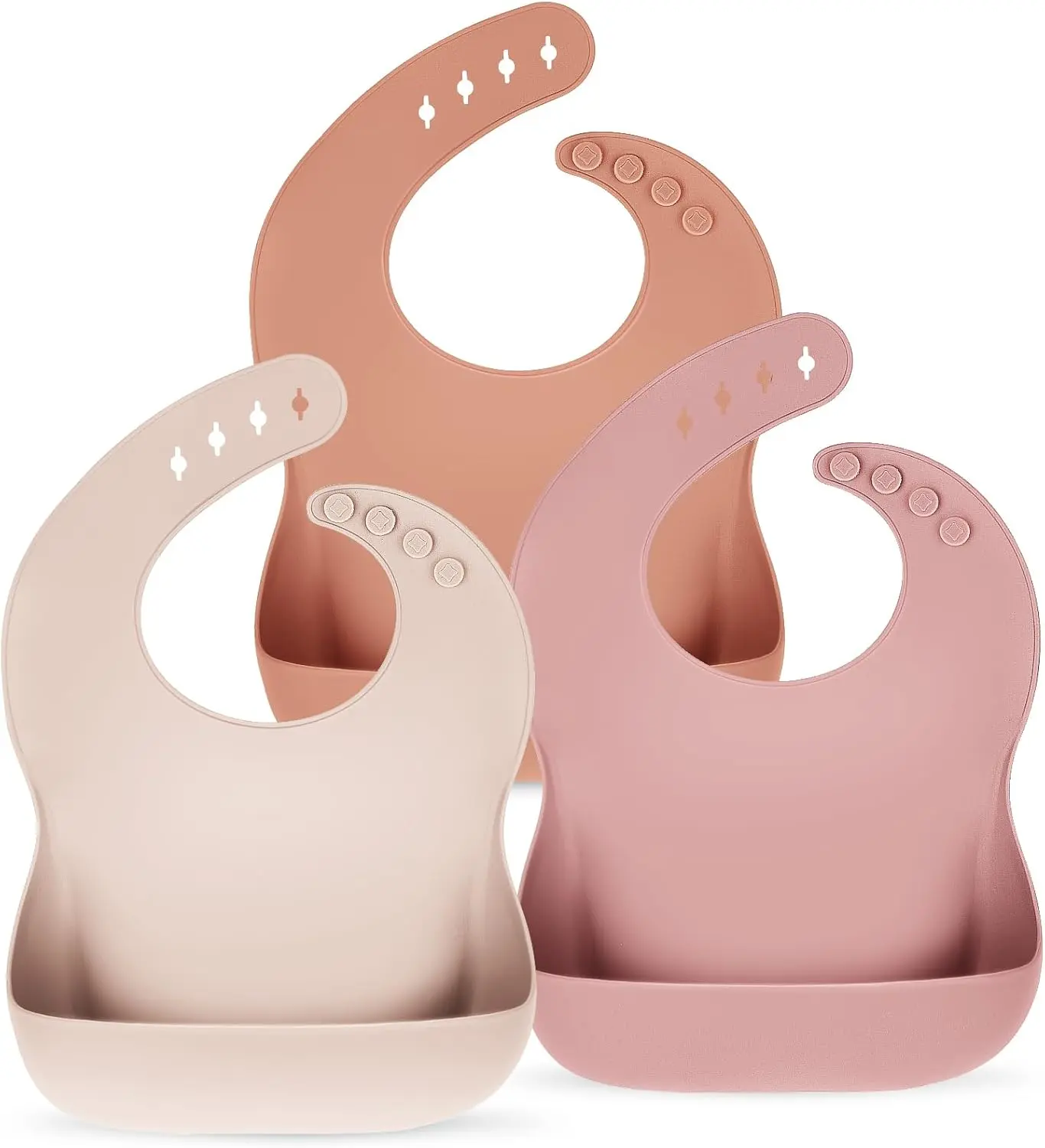 Baby Silicone Bibs - BPA-Free Soft Silicone Feeding Essentials with Adjustable Strap, Waterproof for Toddlers, Snap Closure, Unisex