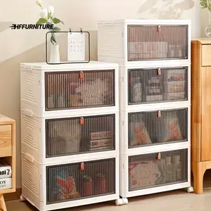 New store discount New store discount 1pc Large Collapsible White PP Plastic Clutter Organizer With Wheels, 3 Tier Clear Stackable Shoe Display Box For Organized Snacks, Quilts, Bedroom Accessories