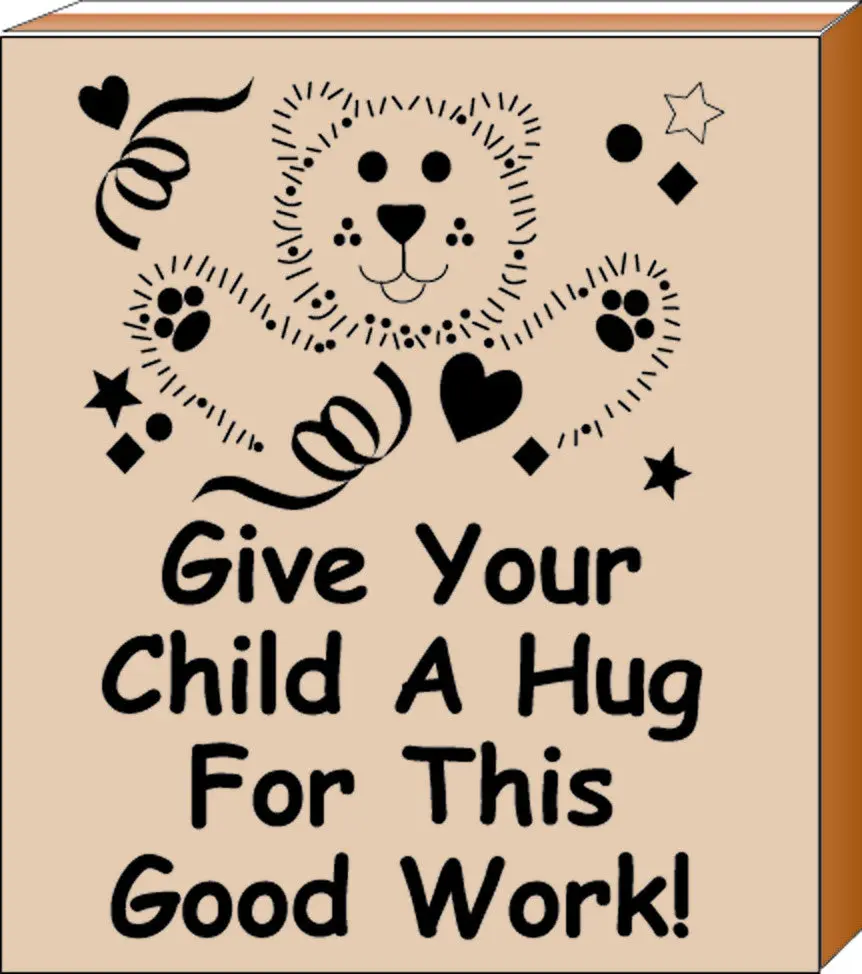 SHAPES ETC. Teacher's Hug Stamp, 2" x 1 3/4" Office Stationery, Classroom & Home Use, Encourages Good Work Habits & Positive Reinforcement