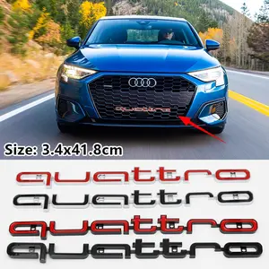 Abs Car Front Grille Badge Quattro Logo for Audi A3 A4 A5 A6 A6l A7 A8 Q3 Q5 Q7 S3 S4 S5 Rs3 Rs4 Rs6, Emblem Accessories, Car Stickers