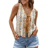 ZESICA Women's V-Neck Tie Front Breathable Floral Print Sleeveless Loose-Fitting Knit Sweater Vest - 2026 Chic Casual Business Y2k Tank Top, Iron After Washing