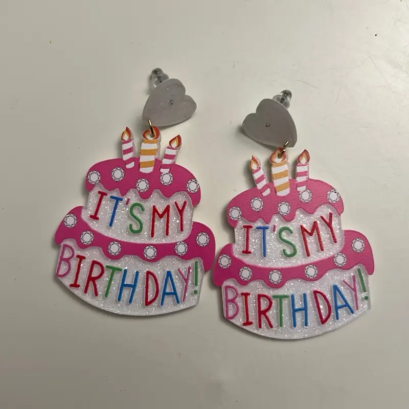 It’s My Birthday cake earring party favor fashion jewelry
