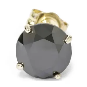 2ct Black Diamond Single Stud 14K Yellow Gold