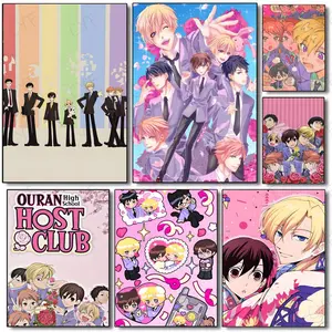 O-Ouran High School Host Club Whimsical Poster Poster Waterproof HD Self-Adhesive Stickers Fade-Proof Wrinkle-Resistant Wall Decor Living Room Bedroom Dormitory Cafe Bar Background Wallpaper Decoration Gifts