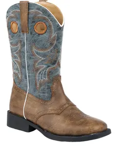 Boys' ' Daniel Distressed Saddle Vamp Western Boot Broad Square Toe - 09-018-1224-2201 Br