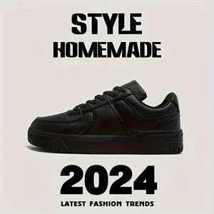 Men's Shoes Daily Outerwear for Gentlemen Men's Solid Skateboard Shoes - Non Slip, Lace Up, Comfy - Durable Rubber Sole - For Outdoor Activities, All Seasons - Ideal Gift for Men Who Love Sports